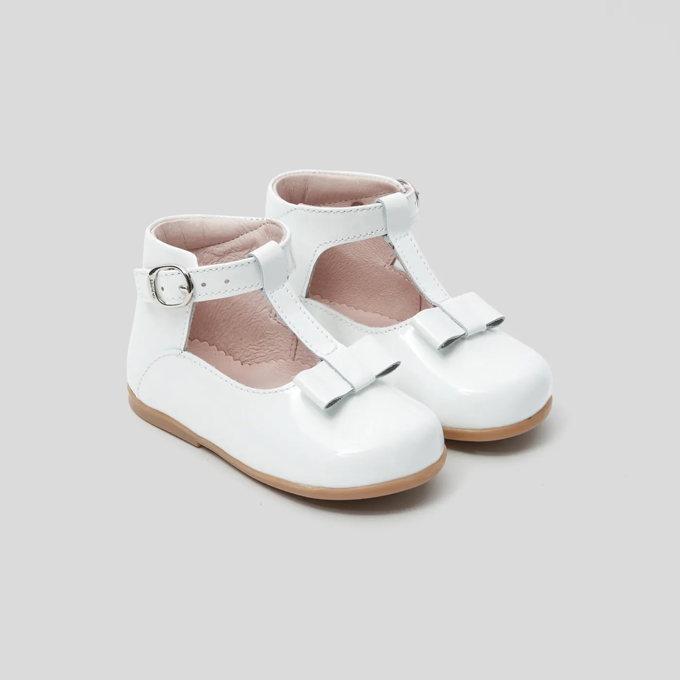 Mary Janes, T-Straps And Ballet Flats-Jacadi Baby girl smooth leather t-bar shoes Jacadi White
