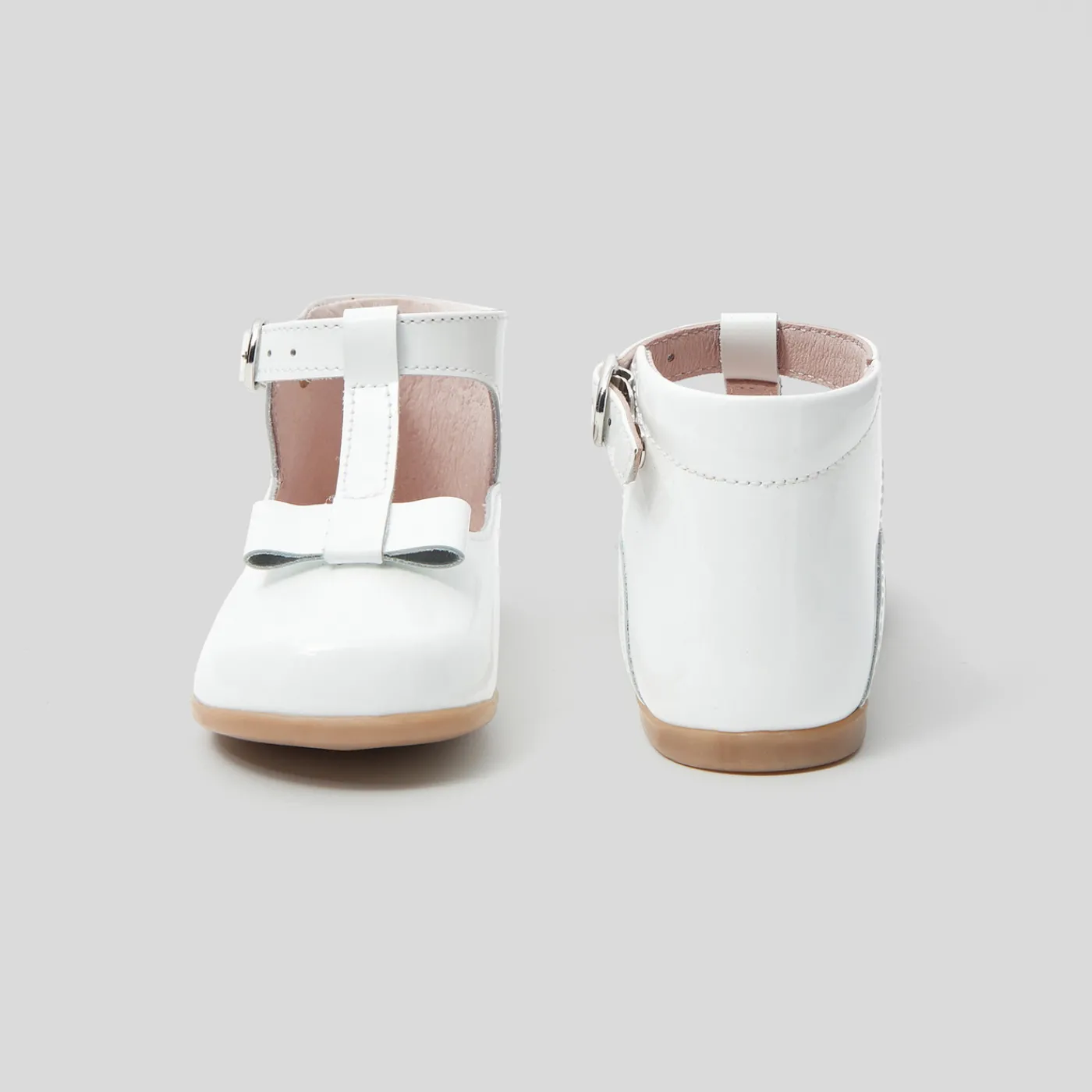 Mary Janes, T-Straps And Ballet Flats-Jacadi Baby girl smooth leather t-bar shoes Jacadi White