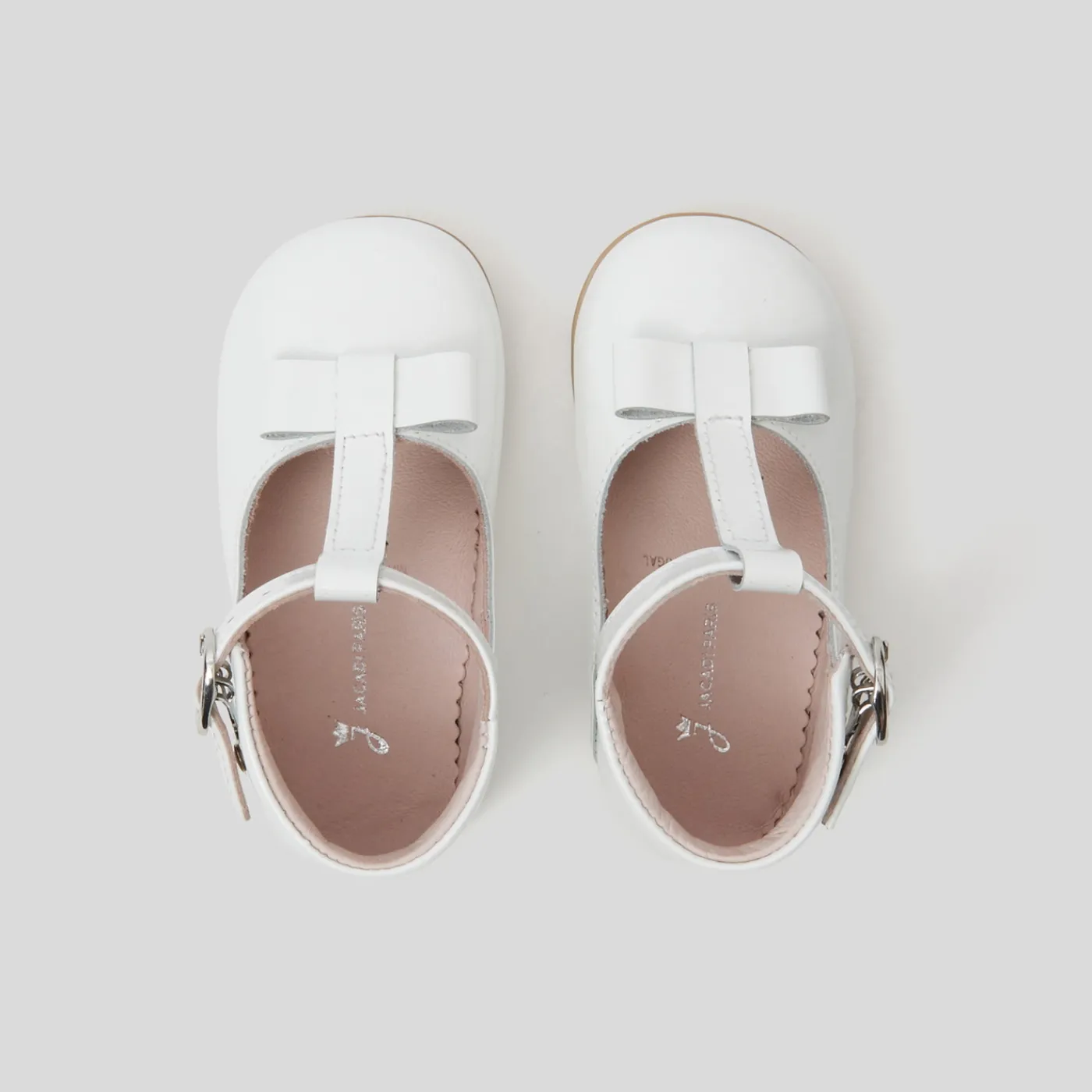 Mary Janes, T-Straps And Ballet Flats-Jacadi Baby girl smooth leather t-bar shoes Jacadi White