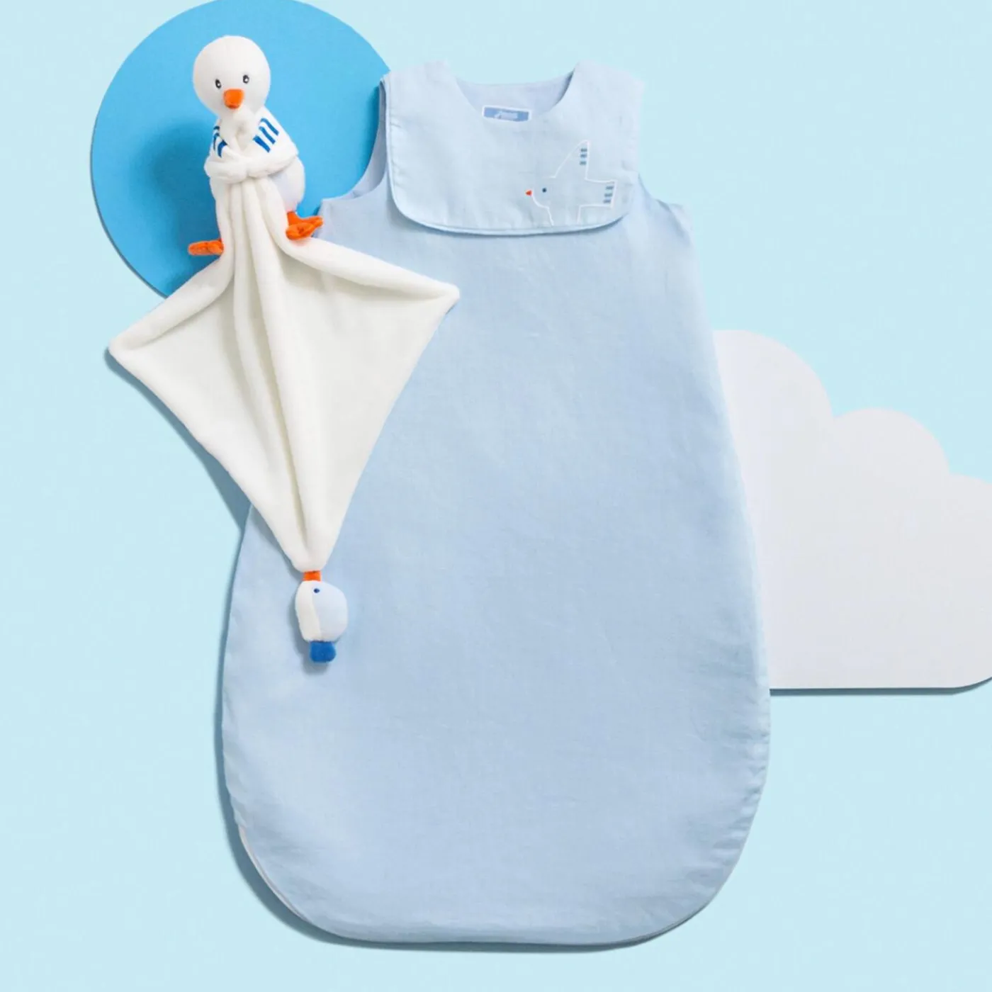 Plush And Activity Toys|Plush And Activity Toys-Jacadi Seagull plush toy White/Blue