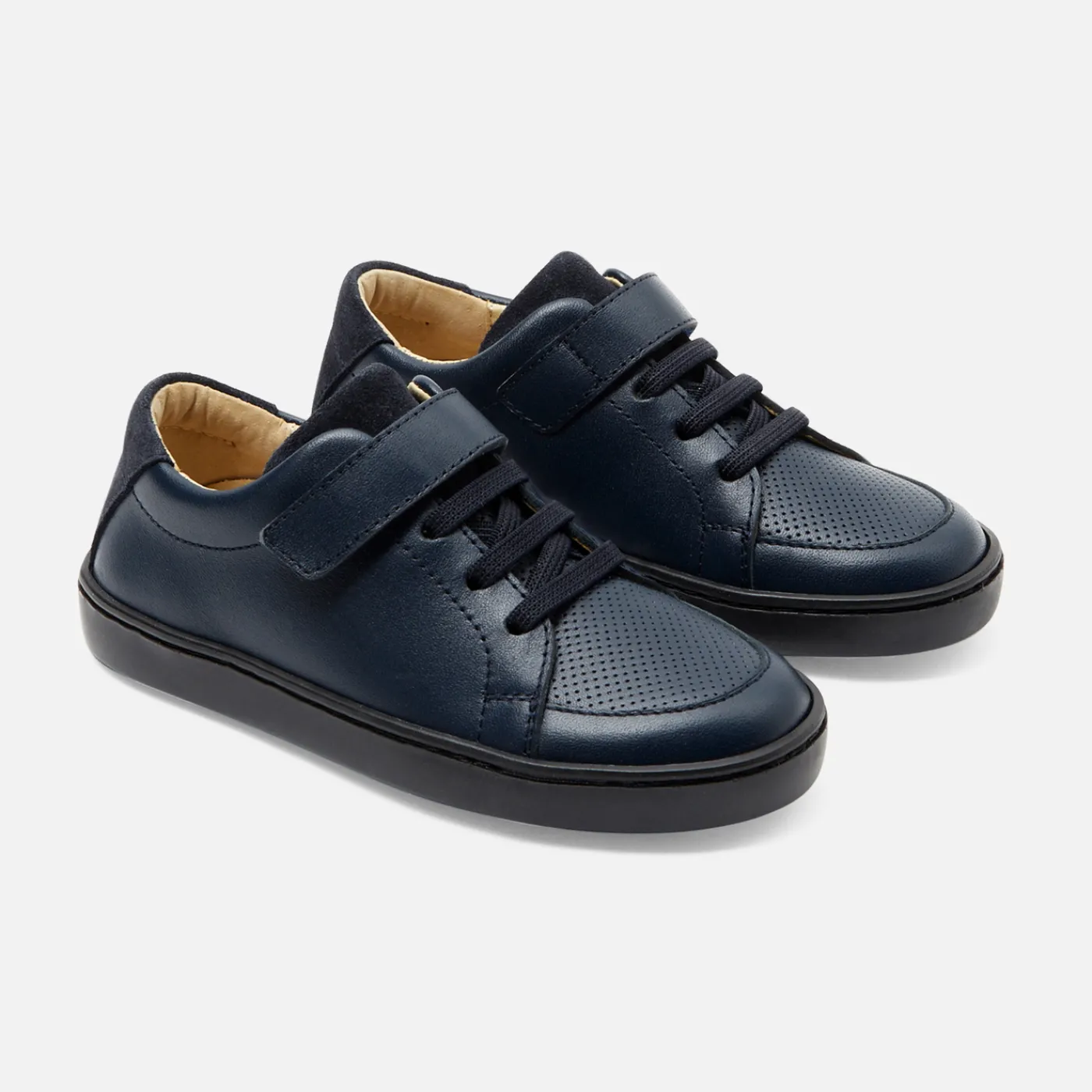Loafers, Lace-Ups And Moccasins-Jacadi Boy leather sneakers Jacadi Navy