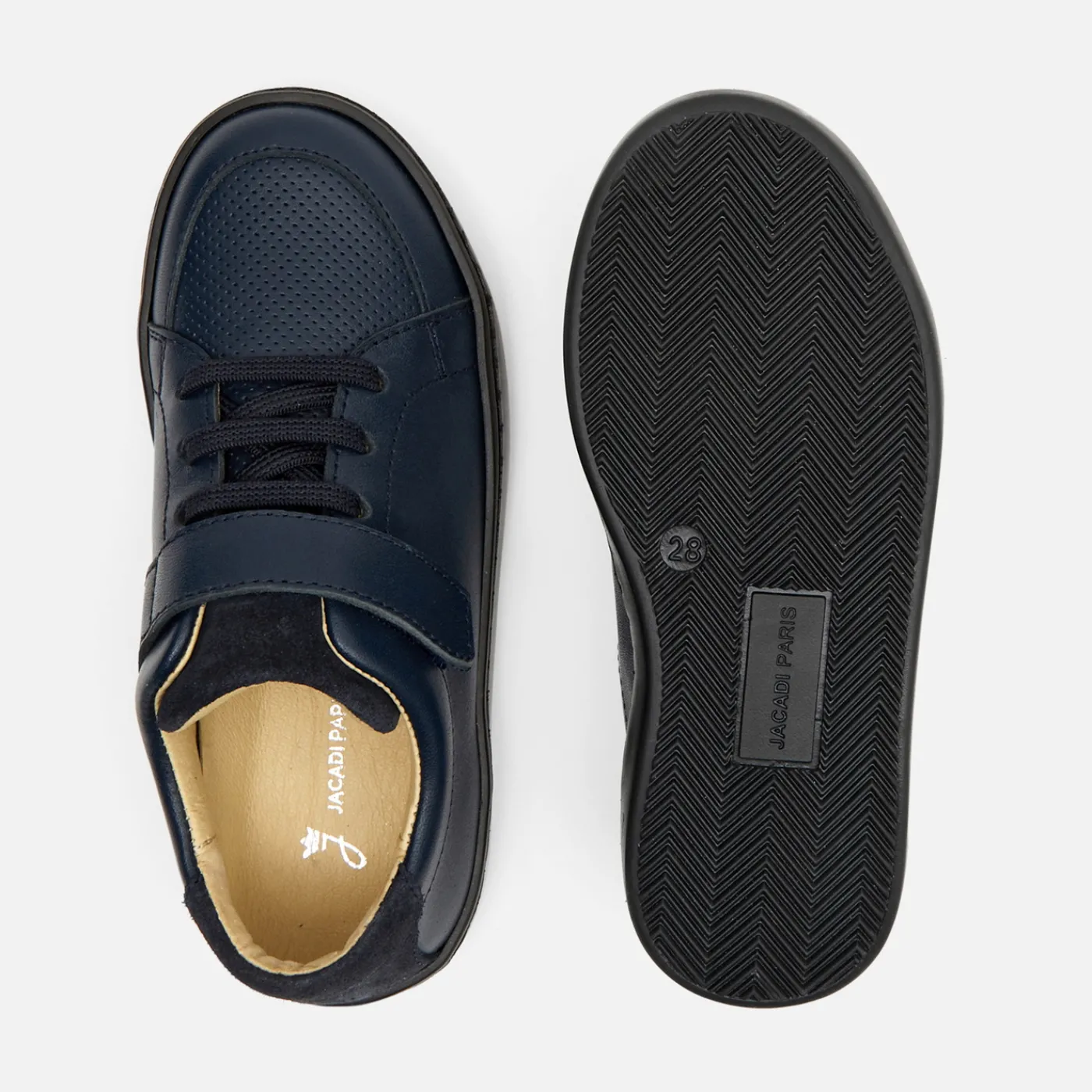 Loafers, Lace-Ups And Moccasins-Jacadi Boy leather sneakers Jacadi Navy