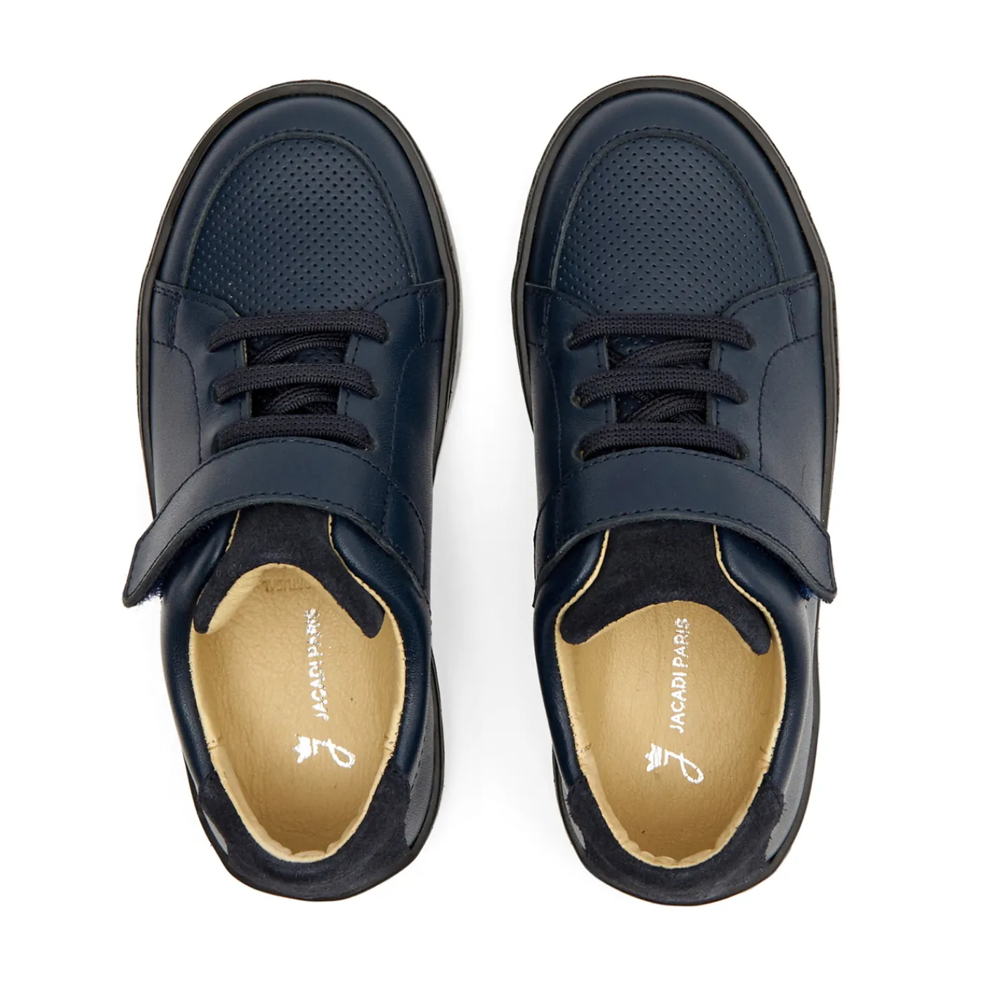 Loafers, Lace-Ups And Moccasins-Jacadi Boy leather sneakers Jacadi Navy