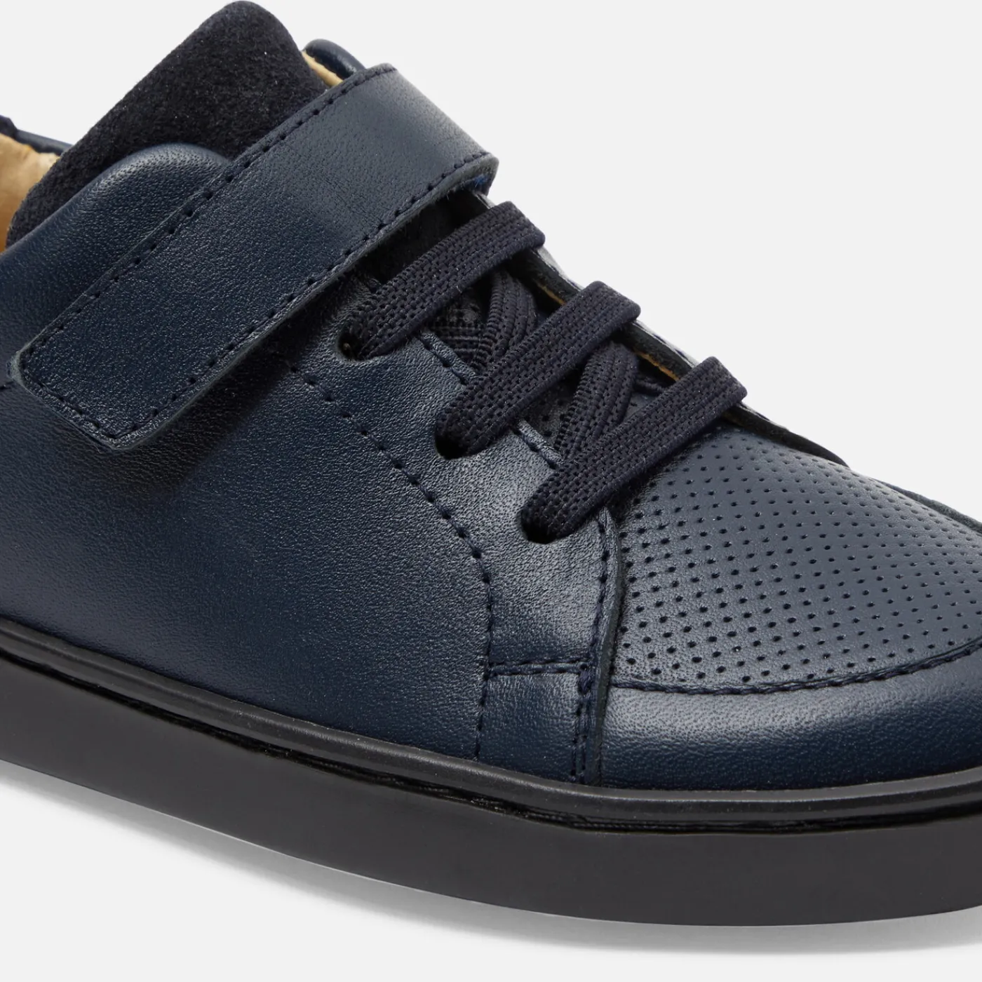Loafers, Lace-Ups And Moccasins-Jacadi Boy leather sneakers Jacadi Navy