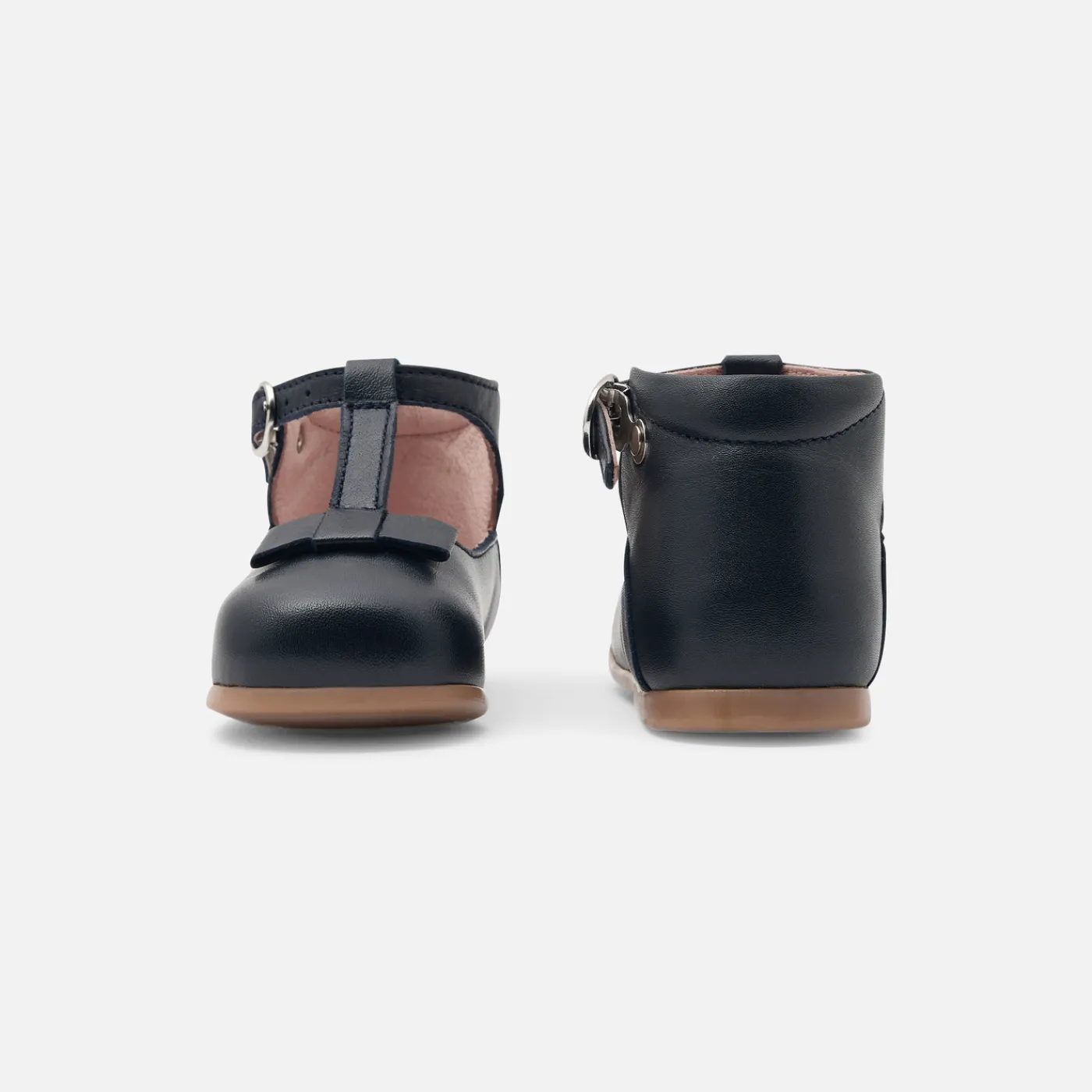 Mary Janes, T-Straps And Ballet Flats-Jacadi Baby girl smooth leather t-bar shoes Jacadi Navy