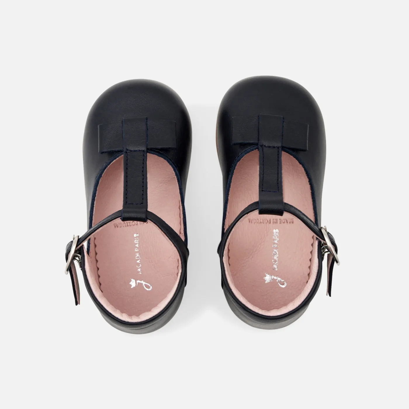 Mary Janes, T-Straps And Ballet Flats-Jacadi Baby girl smooth leather t-bar shoes Jacadi Navy
