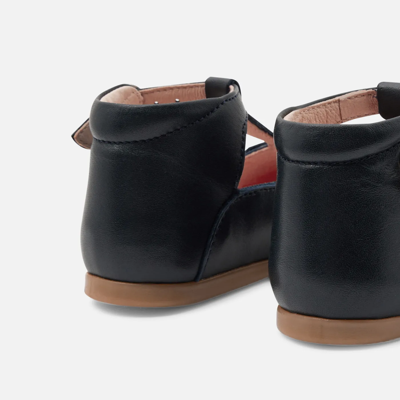 Mary Janes, T-Straps And Ballet Flats-Jacadi Baby girl smooth leather t-bar shoes Jacadi Navy