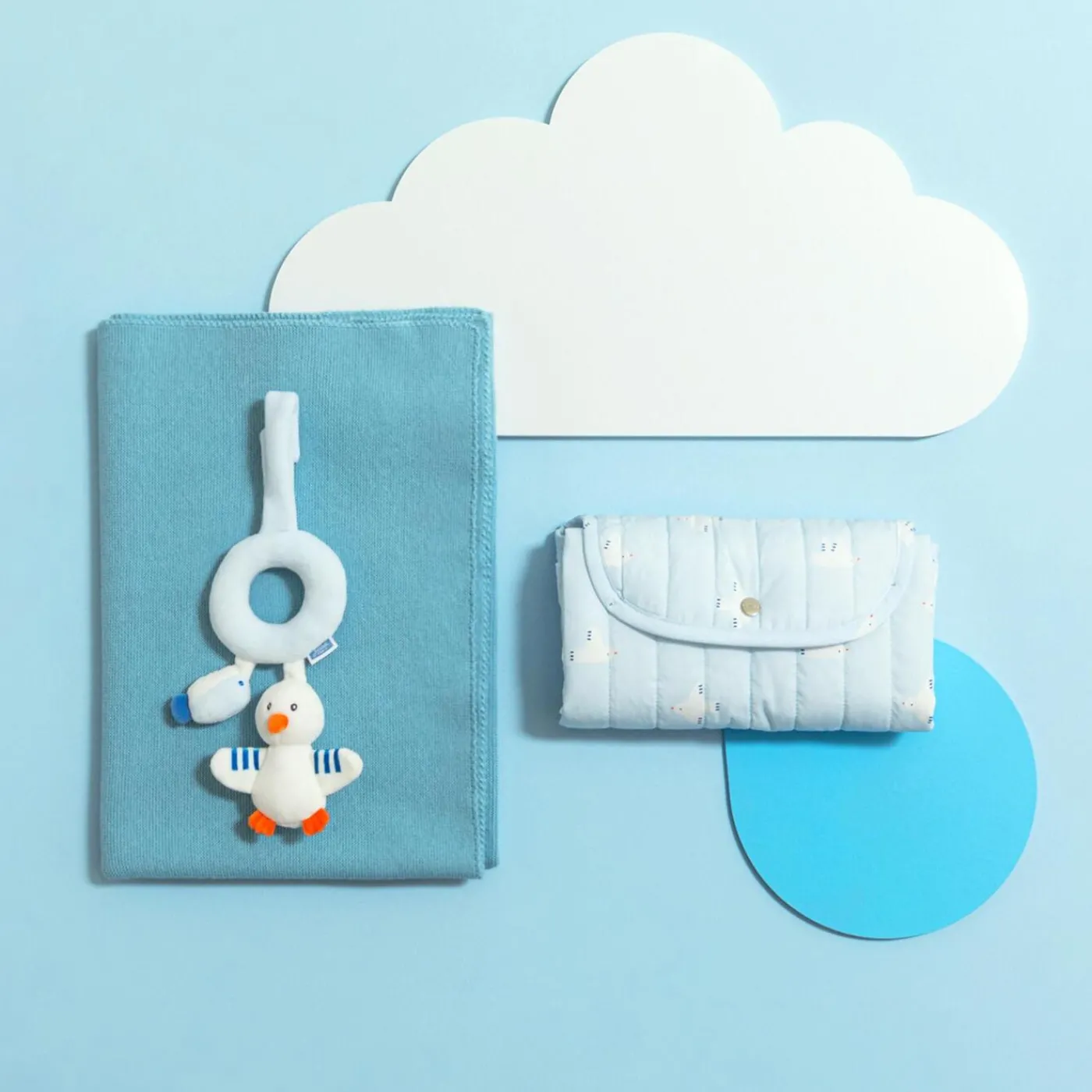 Plush And Activity Toys|Plush And Activity Toys-Jacadi Seagull and fish rattle White/Blue