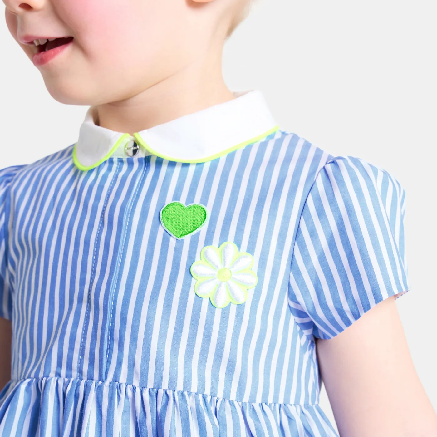Dresses-Jacadi Baby girl trapeze dress White/Blue