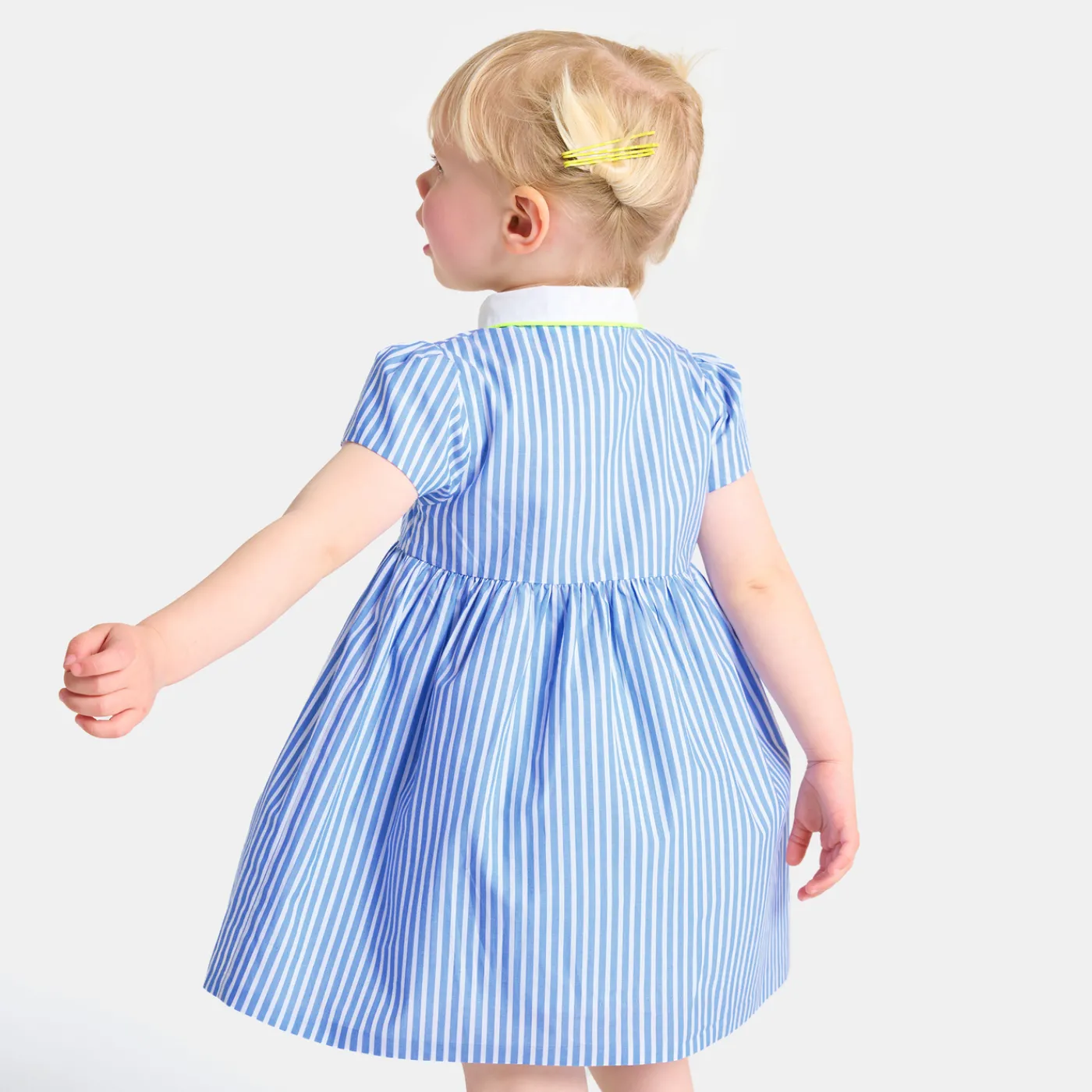 Dresses-Jacadi Baby girl trapeze dress White/Blue