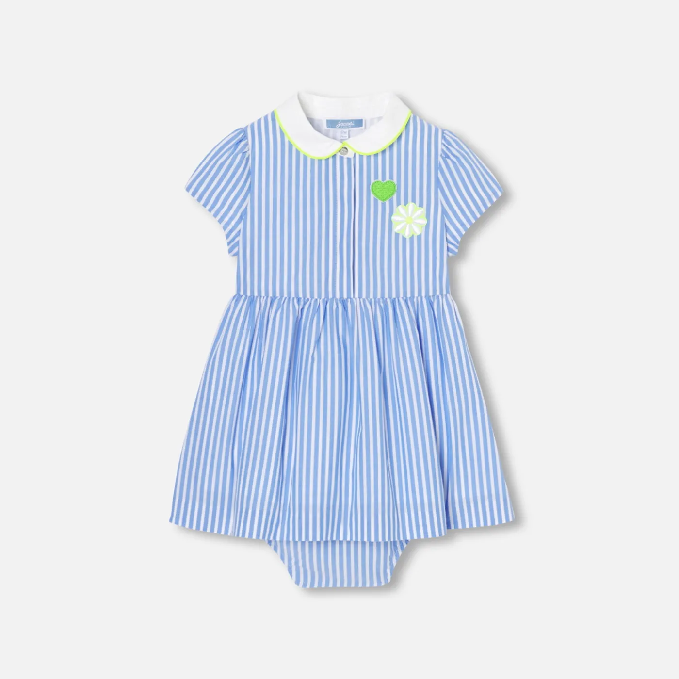 Dresses-Jacadi Baby girl trapeze dress White/Blue