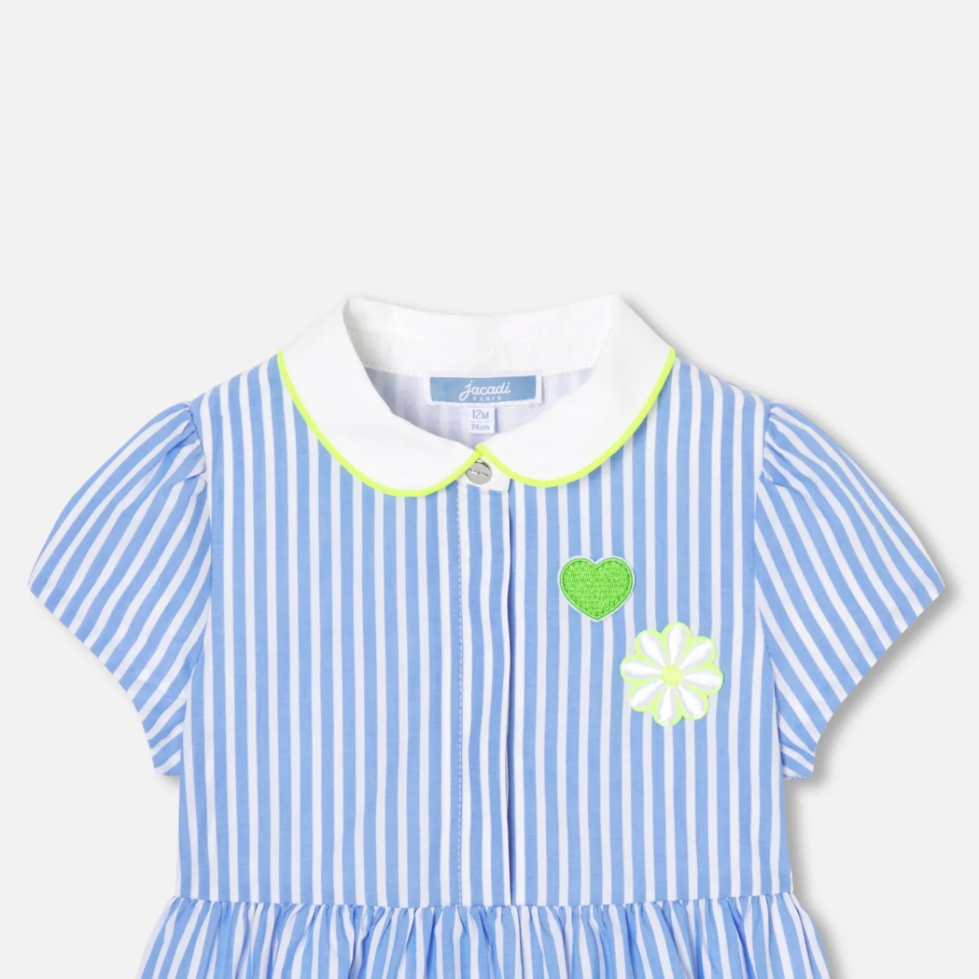 Dresses-Jacadi Baby girl trapeze dress White/Blue