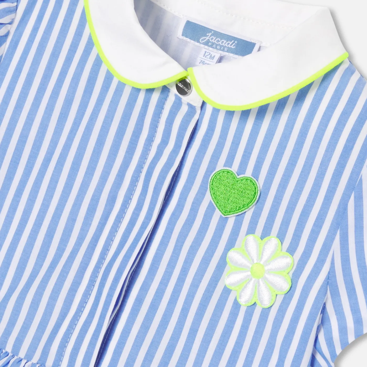 Dresses-Jacadi Baby girl trapeze dress White/Blue