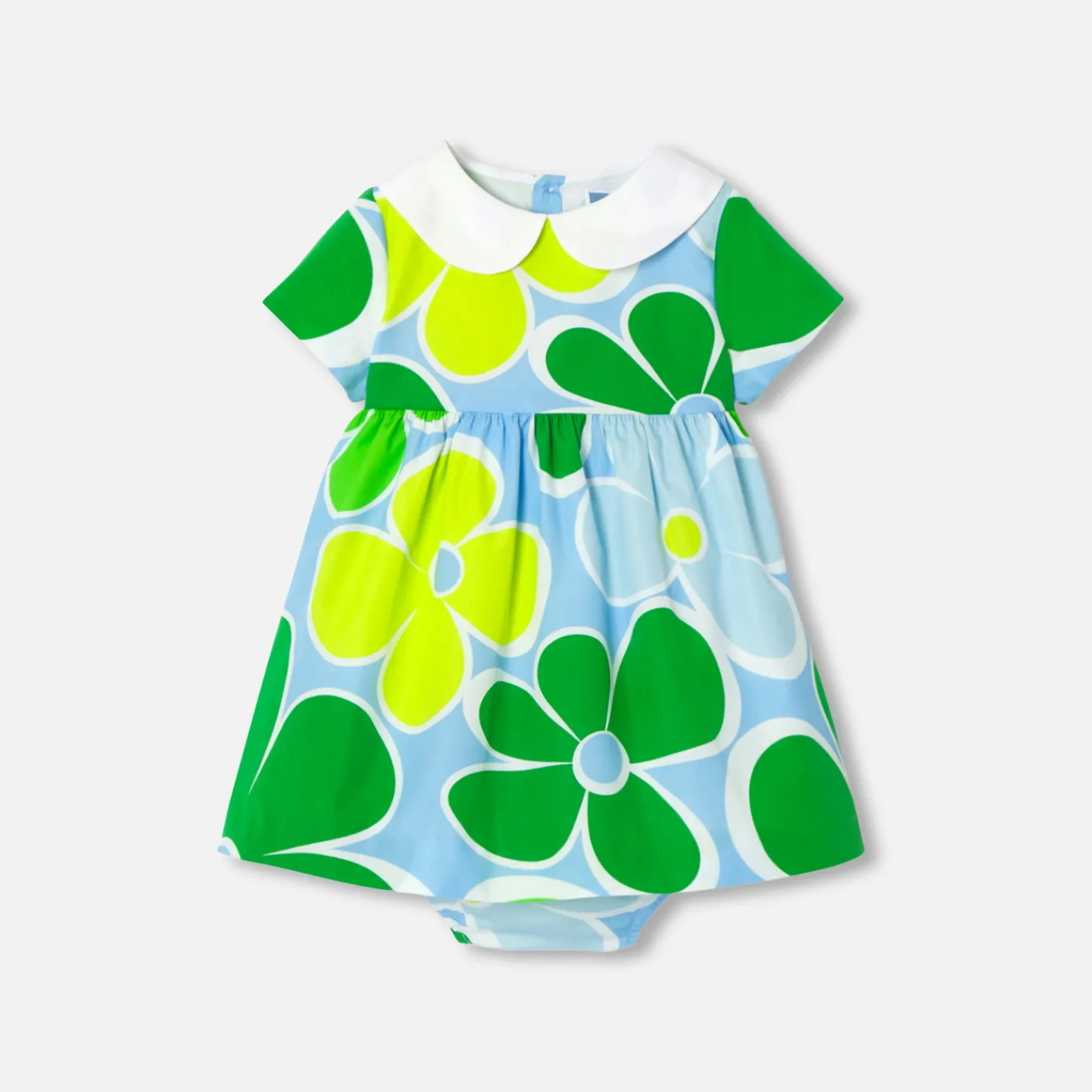 Dresses-Jacadi Baby girl short-sleeved dress White/Multicolour