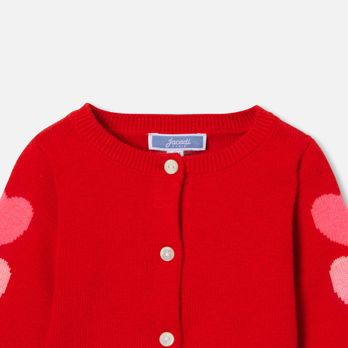 Jumpers, Sweatshirts And Cardigans-Jacadi Baby girl cardigan with hearts Red/Multicolout