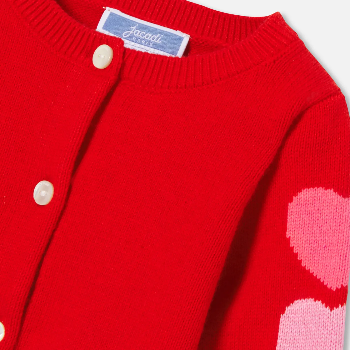 Jumpers, Sweatshirts And Cardigans-Jacadi Baby girl cardigan with hearts Red/Multicolout