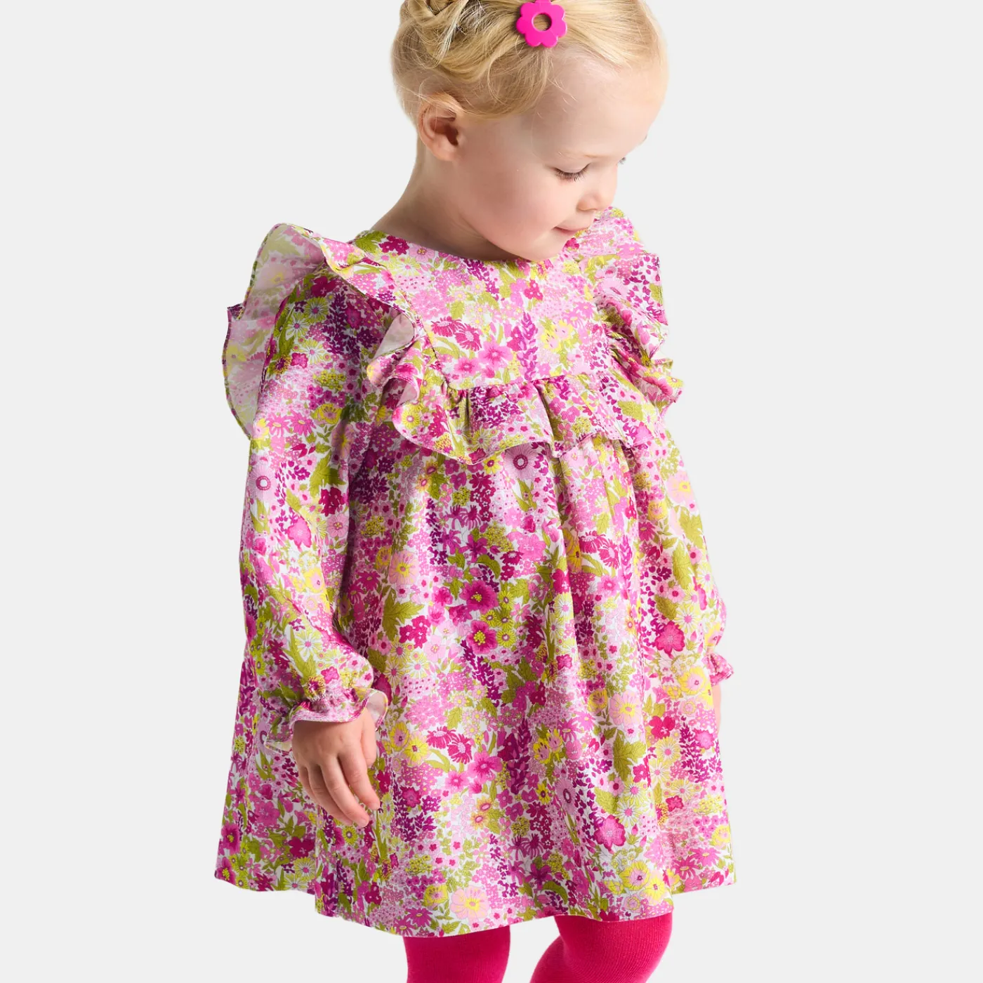 Dresses-Jacadi Baby girl dress in velvet Liberty fabric White/Multicolour
