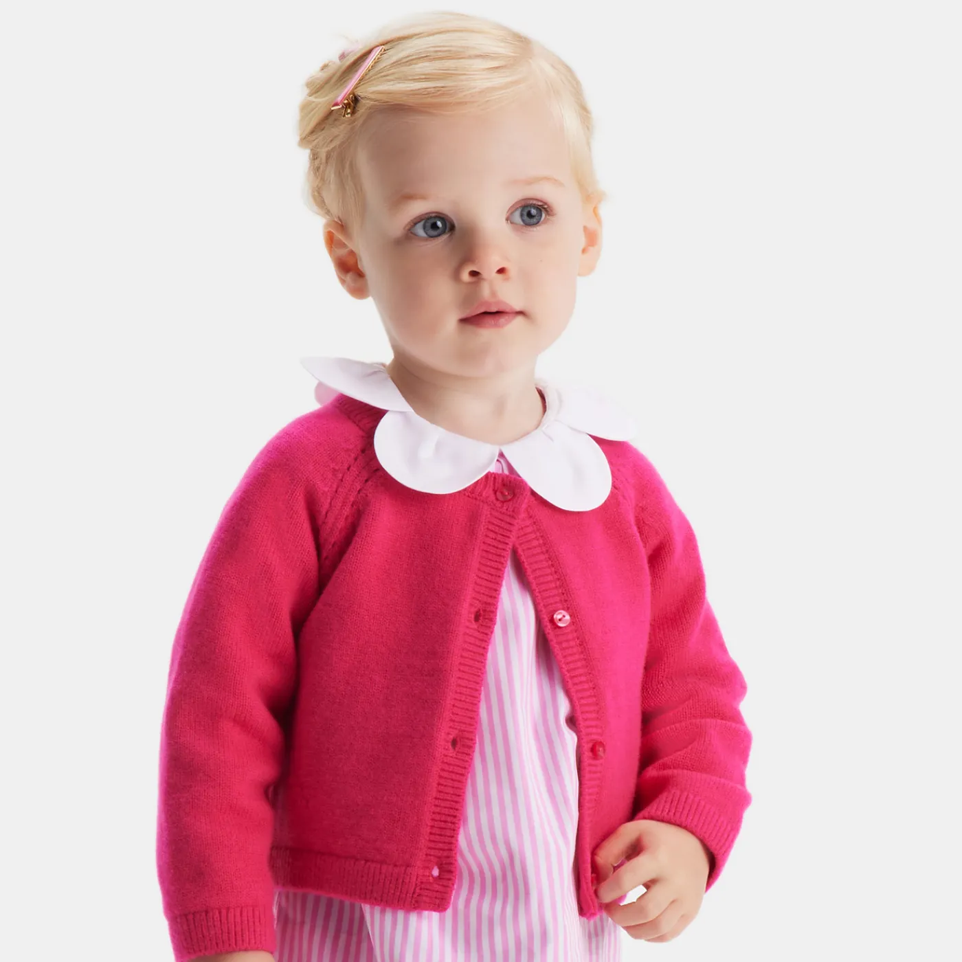Blouses-Jacadi Baby girl striped blouse White/Pink