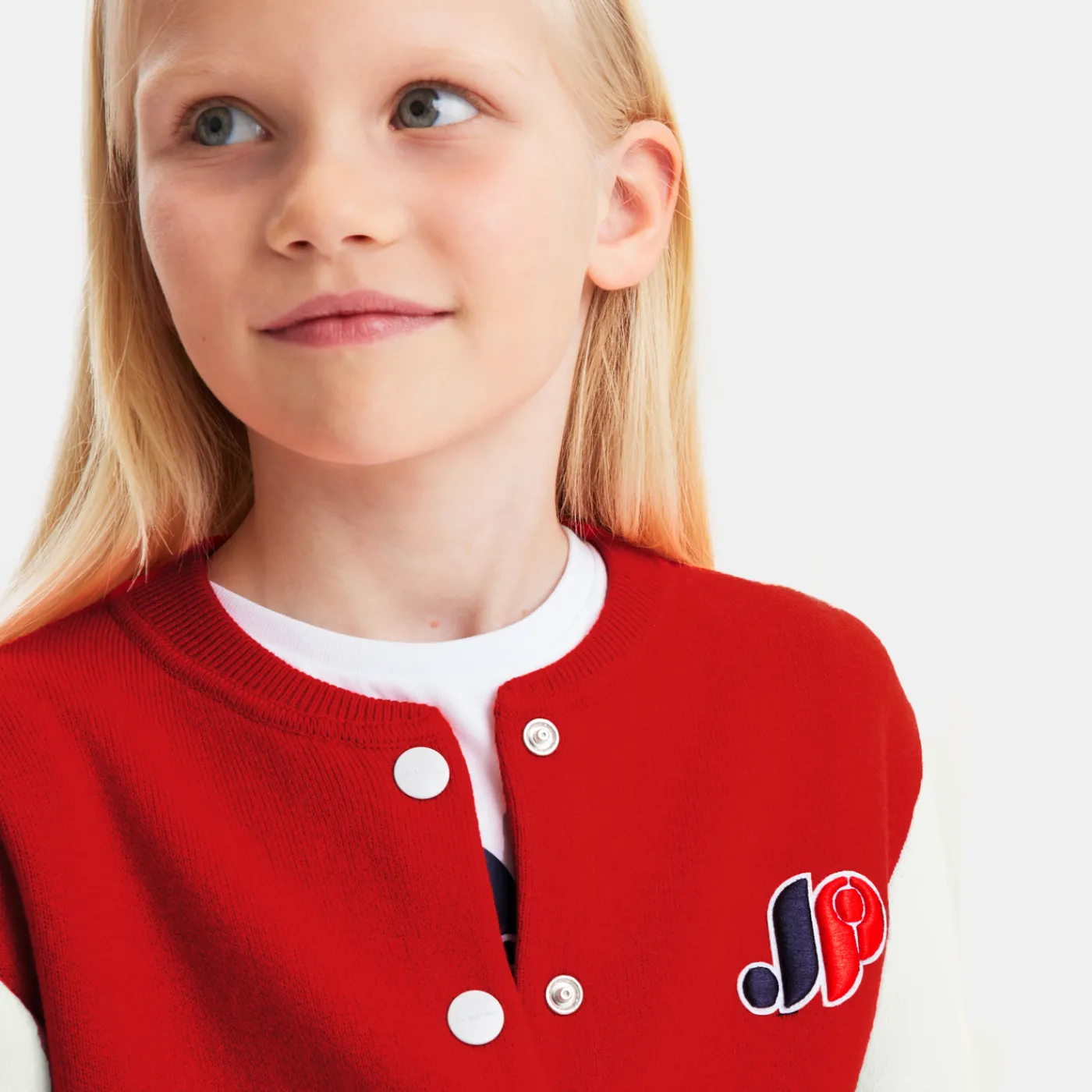 Cardigans, Sweaters And Sweatshirts-Jacadi Girl knitted varsity jacket Red/Multicolout