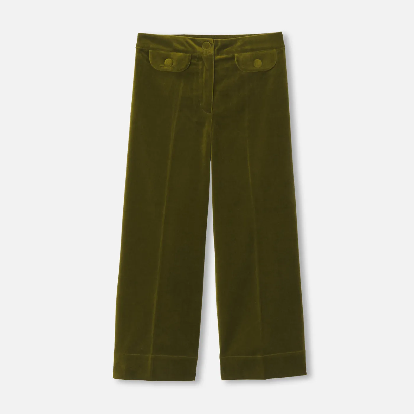 Pants And Sweatpants-Jacadi Girl wide-leg velour trousers Olive green