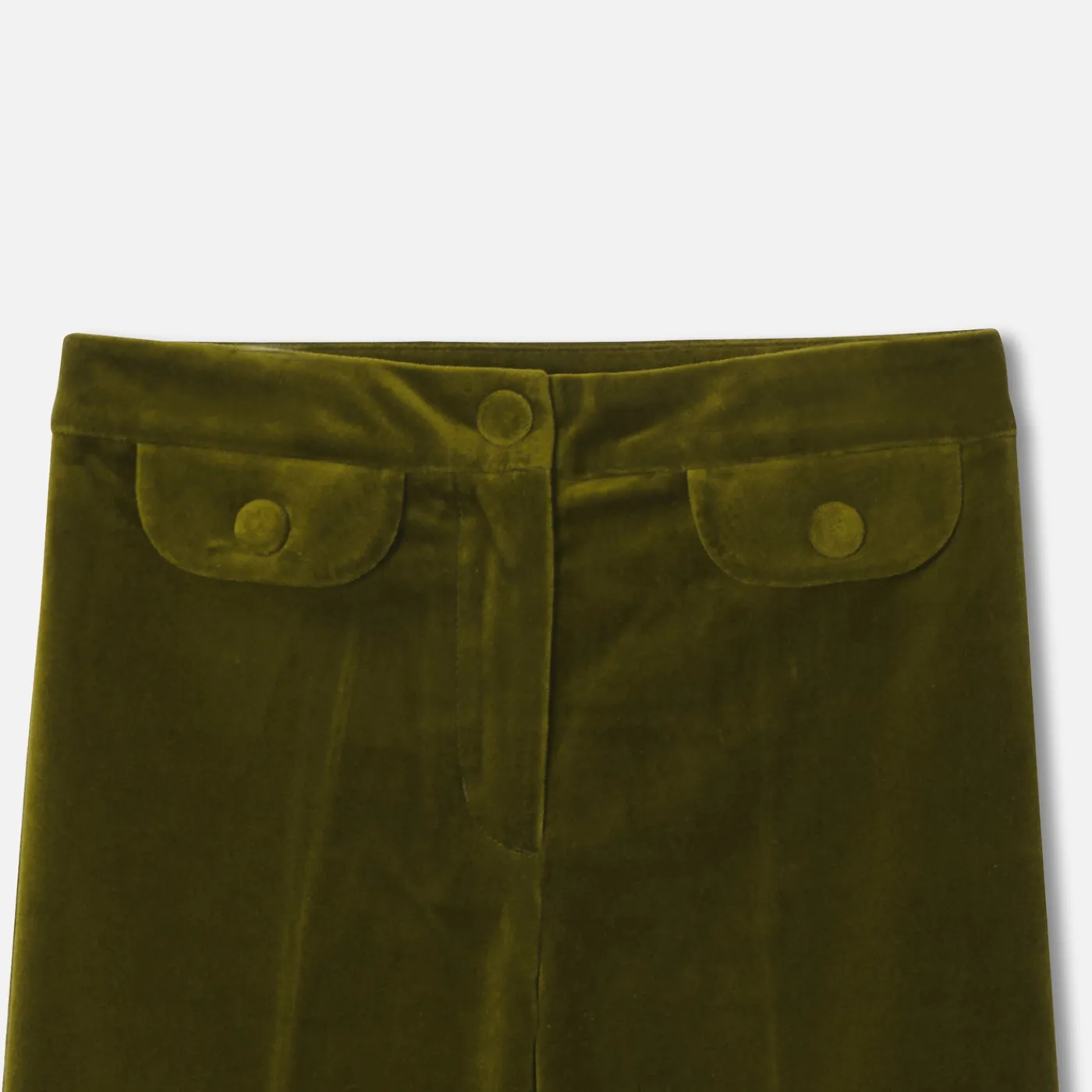 Pants And Sweatpants-Jacadi Girl wide-leg velour trousers Olive green