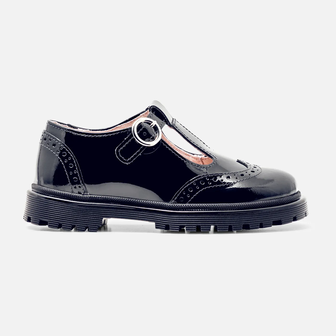 Loafers, Lace-Ups And Moccasins|Mary Janes, T-Straps And Ballet Flats-Jacadi Girl patent leather t-strap shoes Jacadi Navy