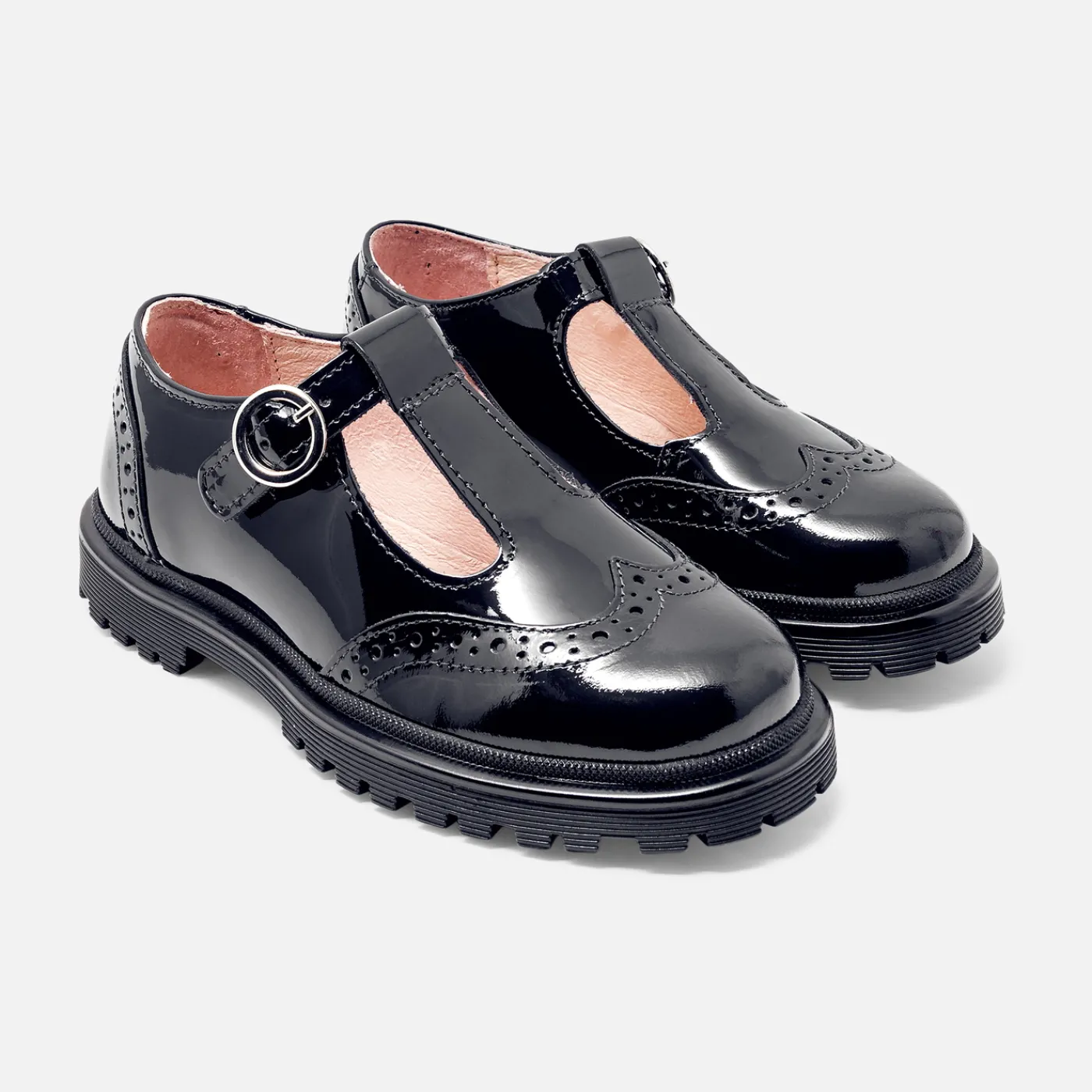 Loafers, Lace-Ups And Moccasins|Mary Janes, T-Straps And Ballet Flats-Jacadi Girl patent leather t-strap shoes Jacadi Navy