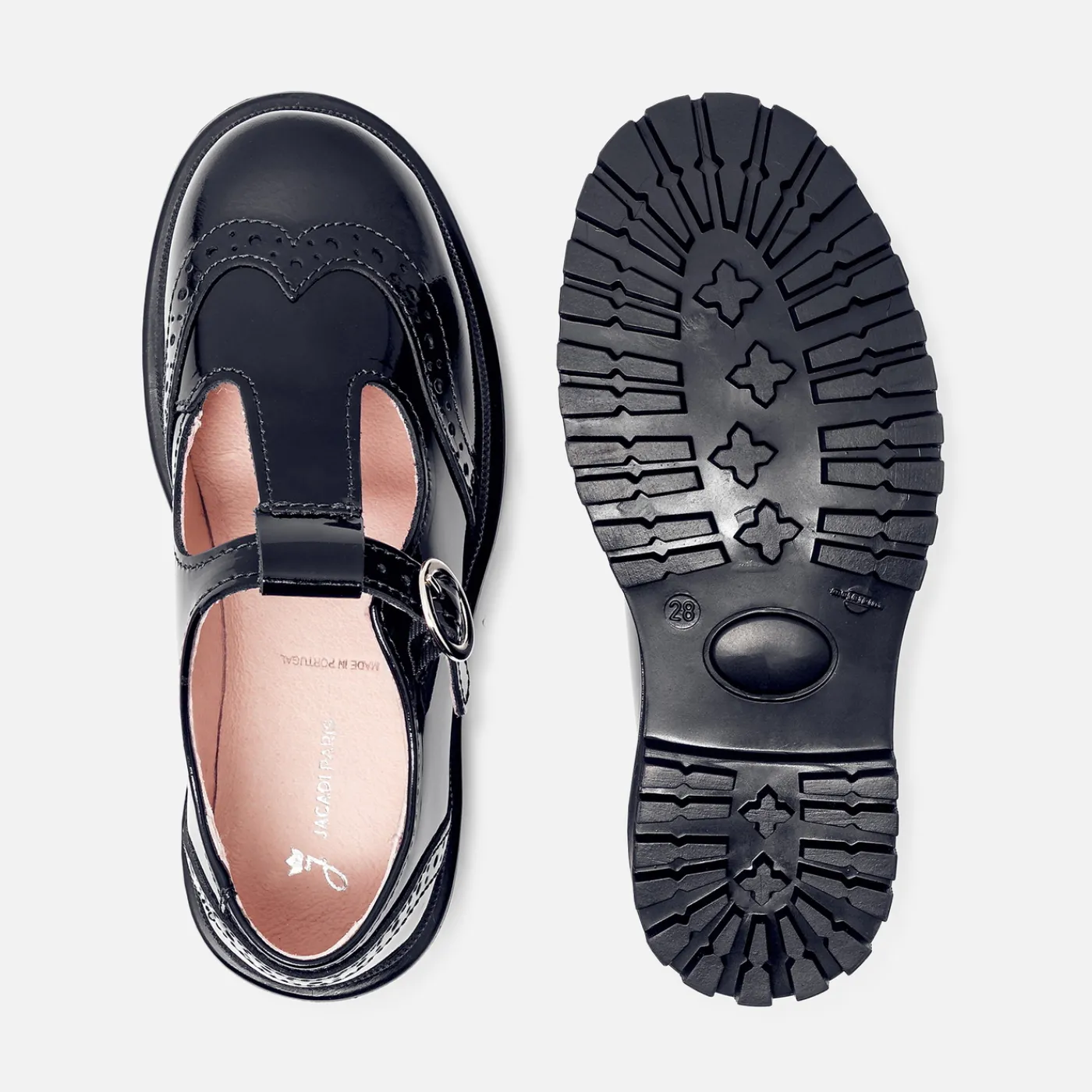 Loafers, Lace-Ups And Moccasins|Mary Janes, T-Straps And Ballet Flats-Jacadi Girl patent leather t-strap shoes Jacadi Navy