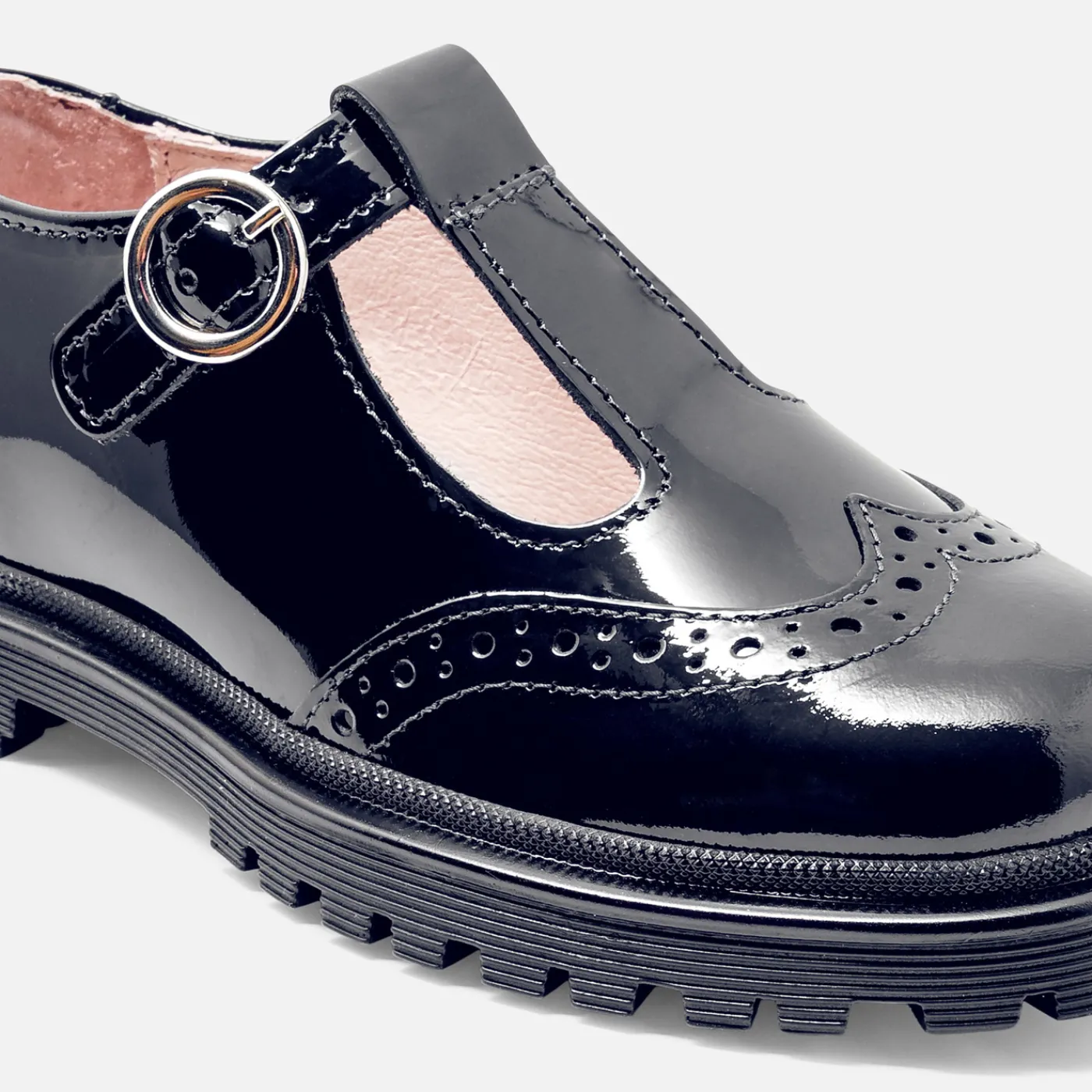 Loafers, Lace-Ups And Moccasins|Mary Janes, T-Straps And Ballet Flats-Jacadi Girl patent leather t-strap shoes Jacadi Navy