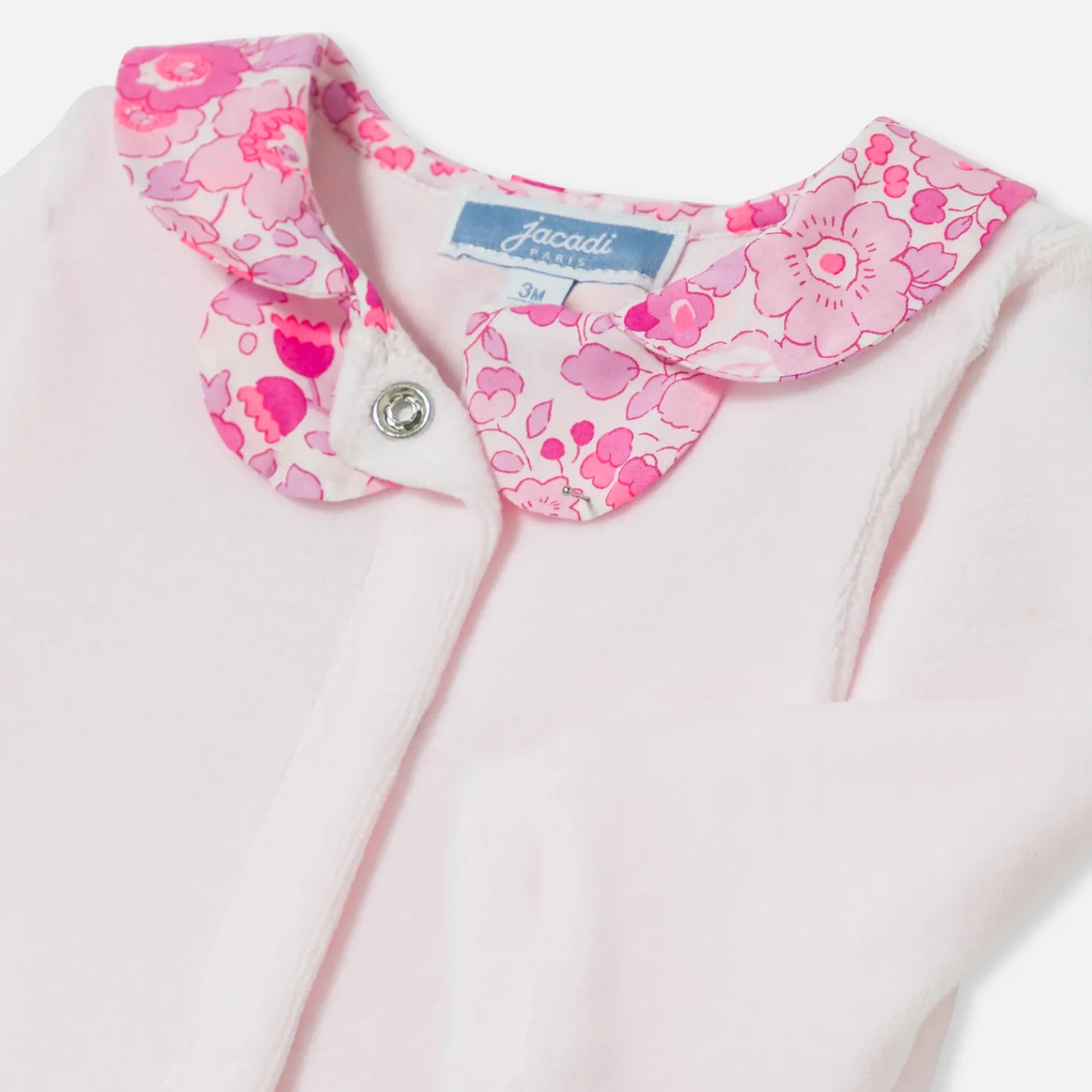 Pajamas-Jacadi Baby girl velvet pajamas Jacadi pale Pink