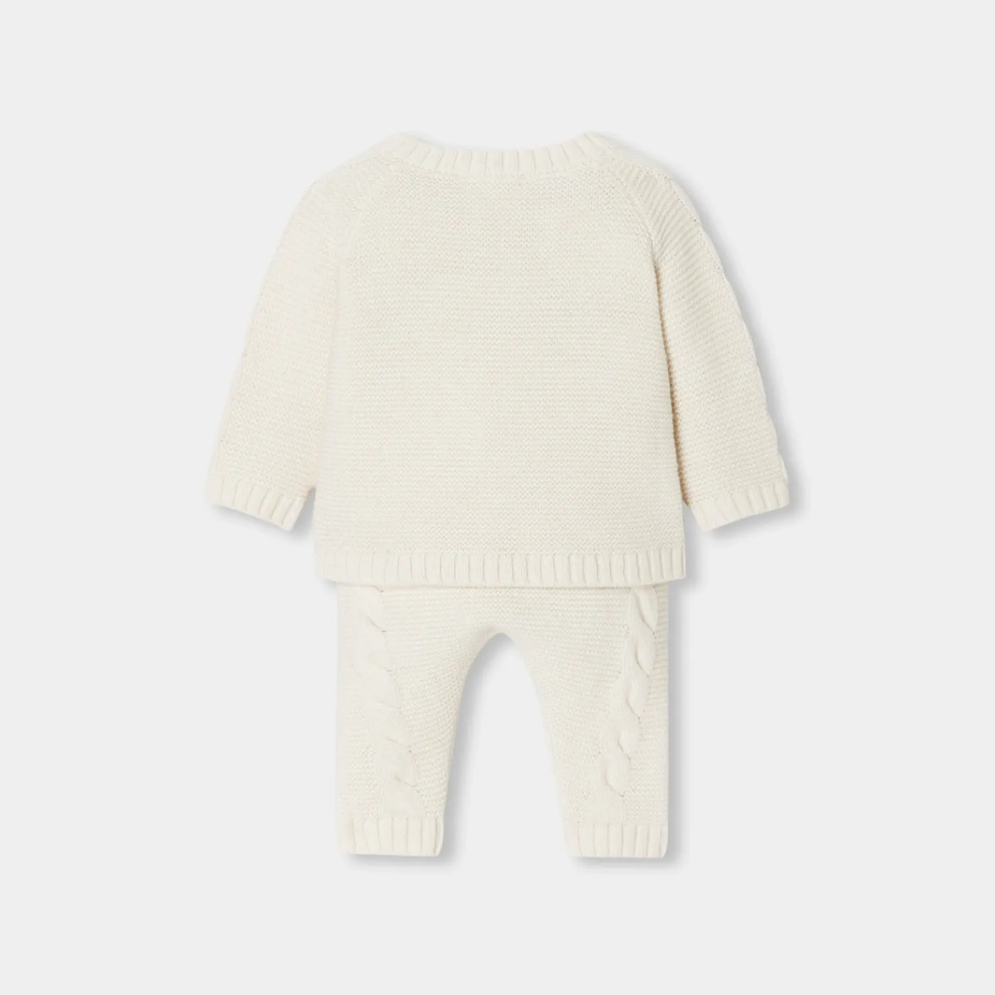 Bloomers, Overalls And Sets-Jacadi Baby set in cable knit Jacadi soft white