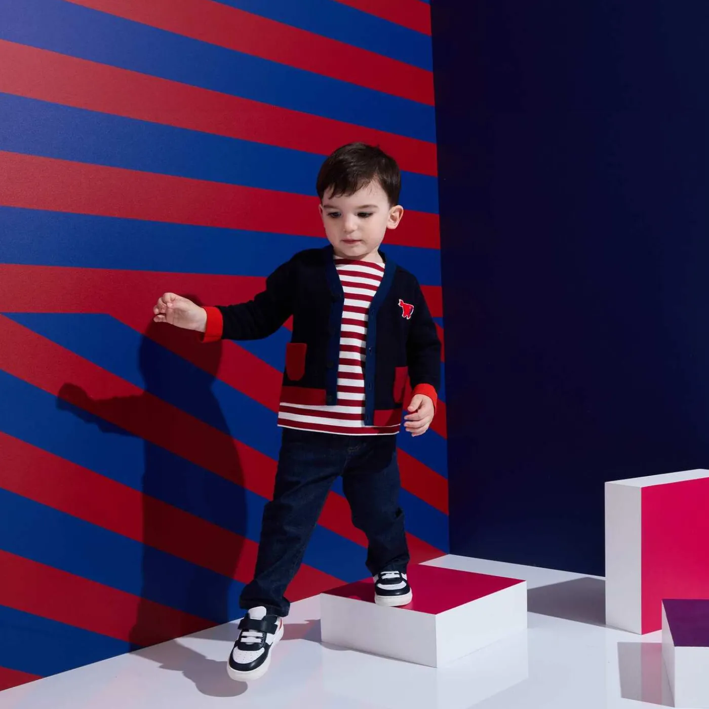 Sweaters, Sweatshirts And Cardigans-Jacadi Baby boy cardigan Navy/Red