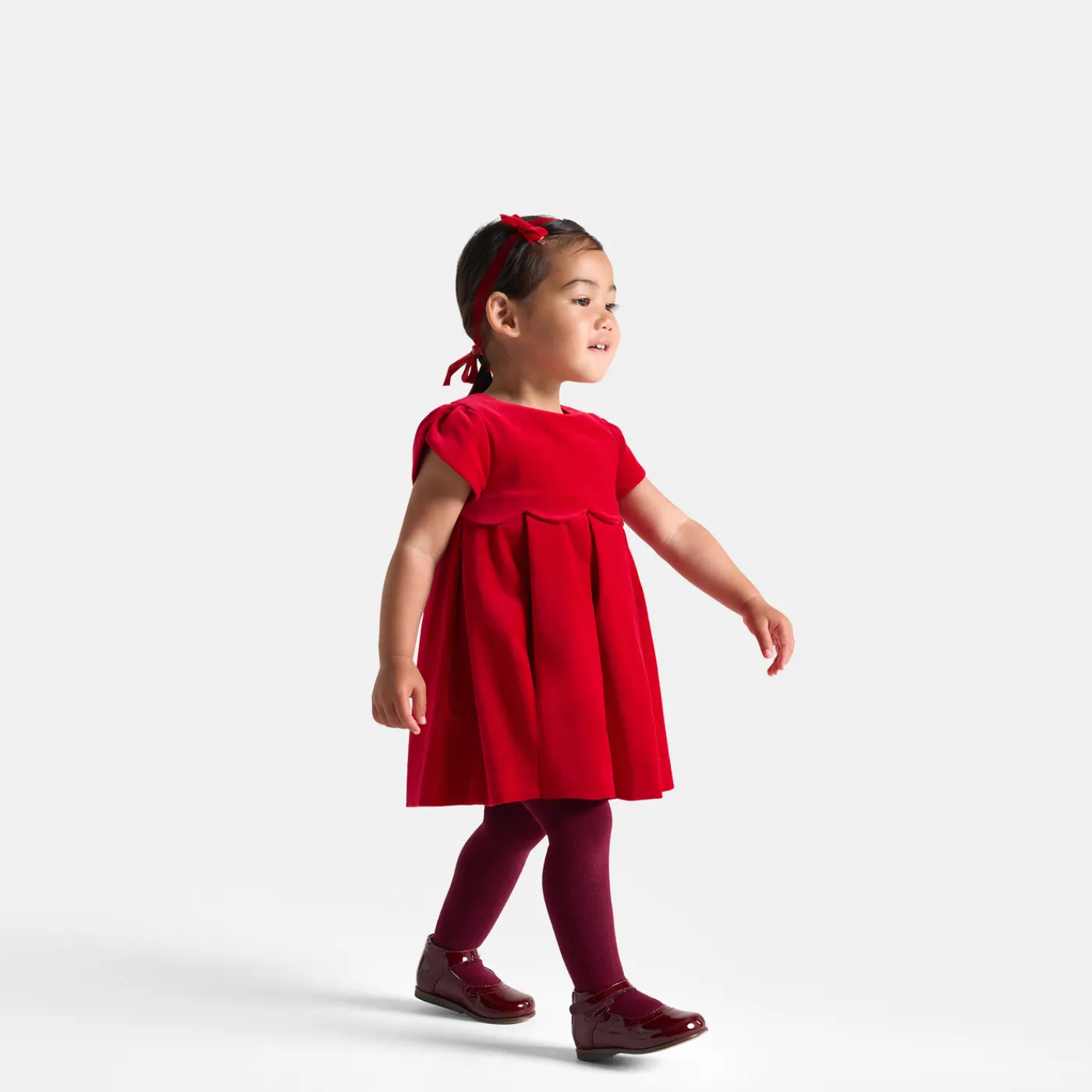 Dresses-Jacadi Holiday velvet baby dress Jacadi Red