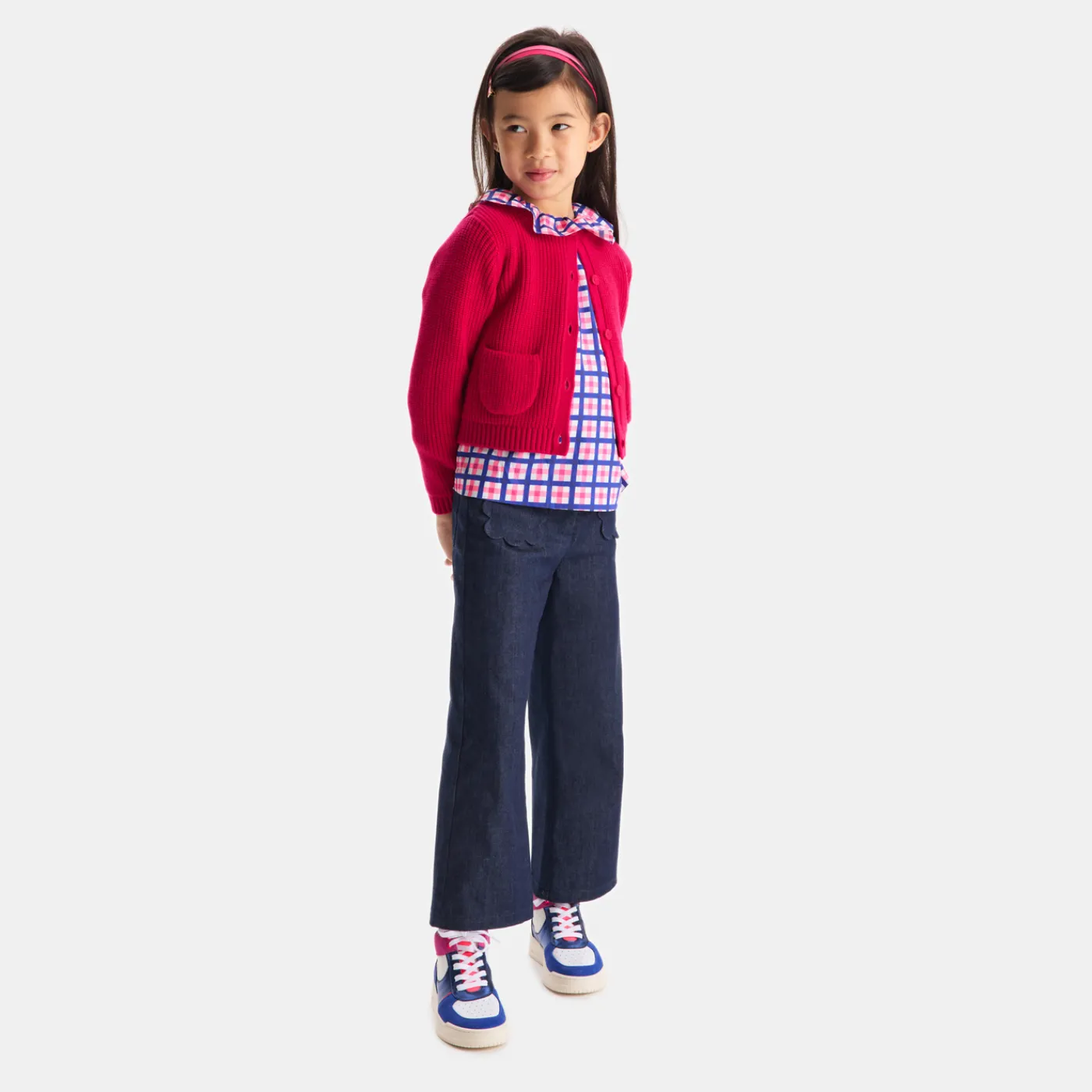 Pants And Sweatpants-Jacadi Girl wide-leg jeans Dark Denim