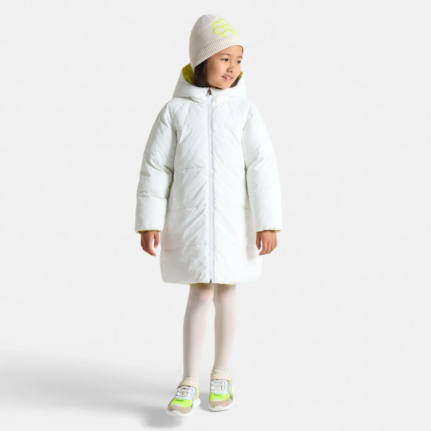 Coats And Outerwear|Girl Coats & Puffer Jackets-Jacadi Girl long padded jacket Jacadi soft white