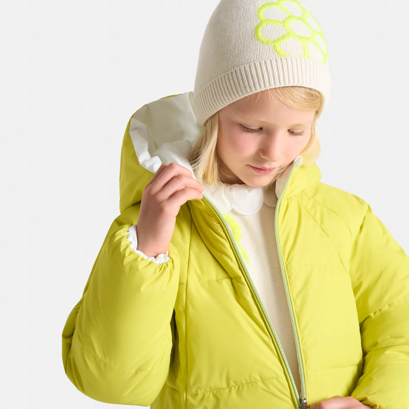 Coats And Outerwear|Girl Coats & Puffer Jackets-Jacadi Girl long padded jacket Jacadi soft white