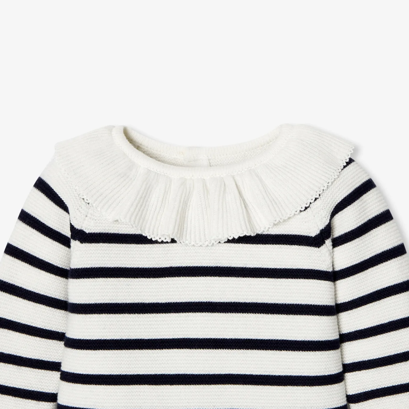 Bloomers, Overalls And Sets-Jacadi Baby girl jumpsuit in garter stitch Navy/White