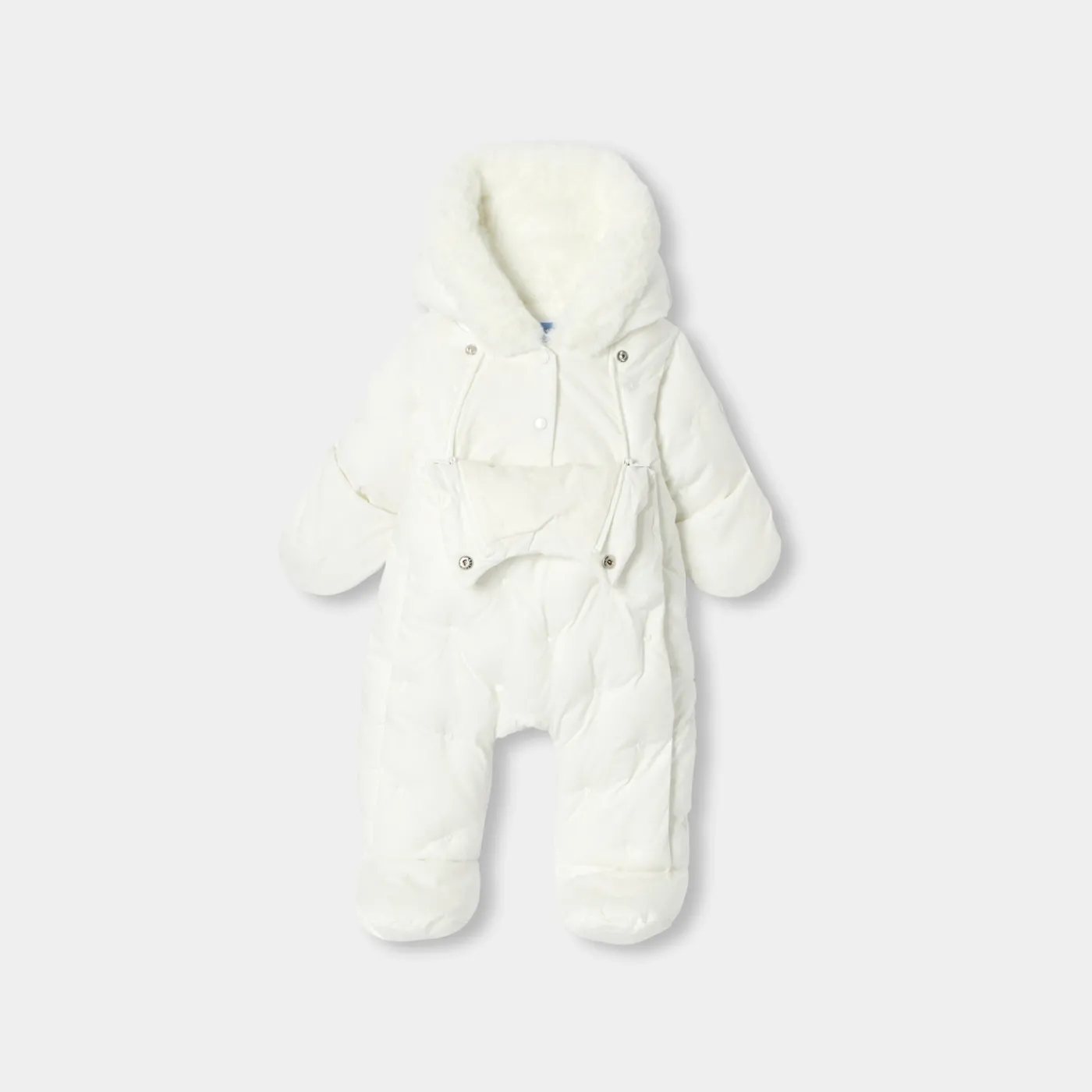 Coats And Outerwear|Girl Coats & Puffer Jackets-Jacadi Baby girl snowsuit Jacadi soft white