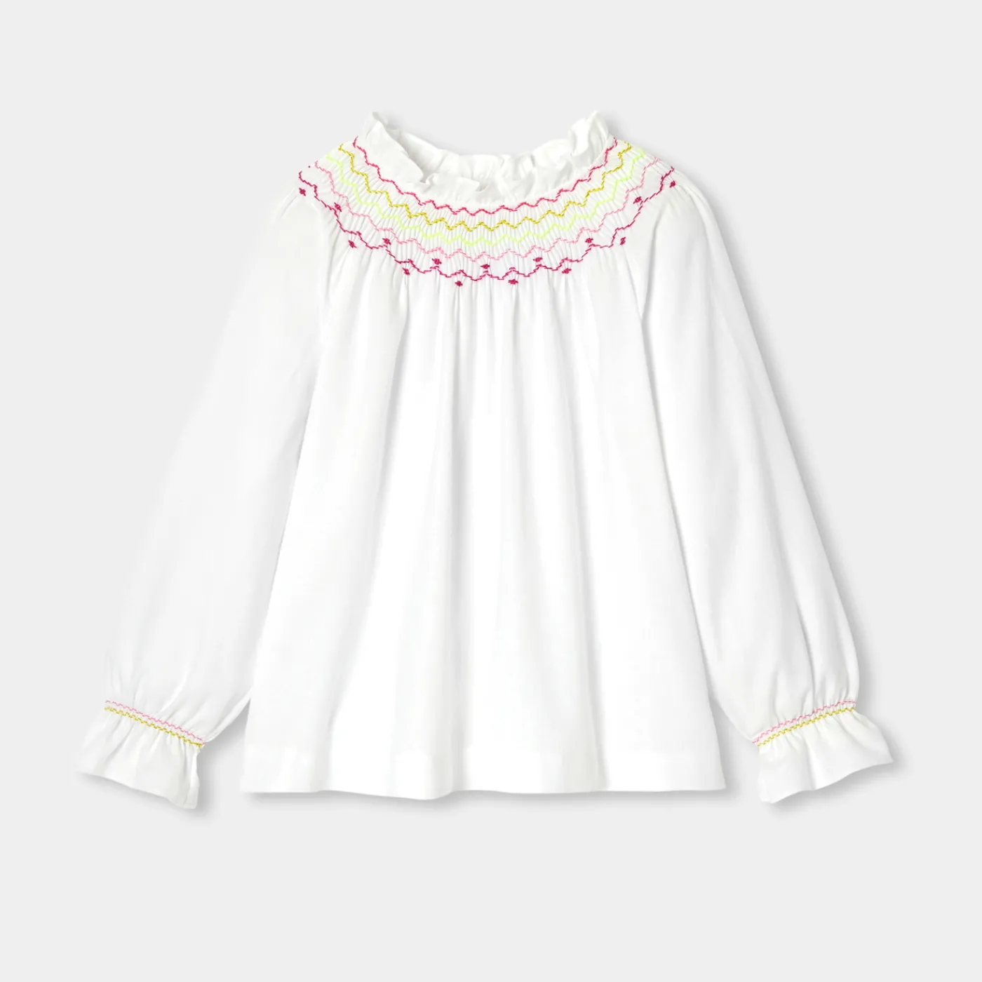 Blouses And Shirts-Jacadi Girl flannel blouse Jacadi White