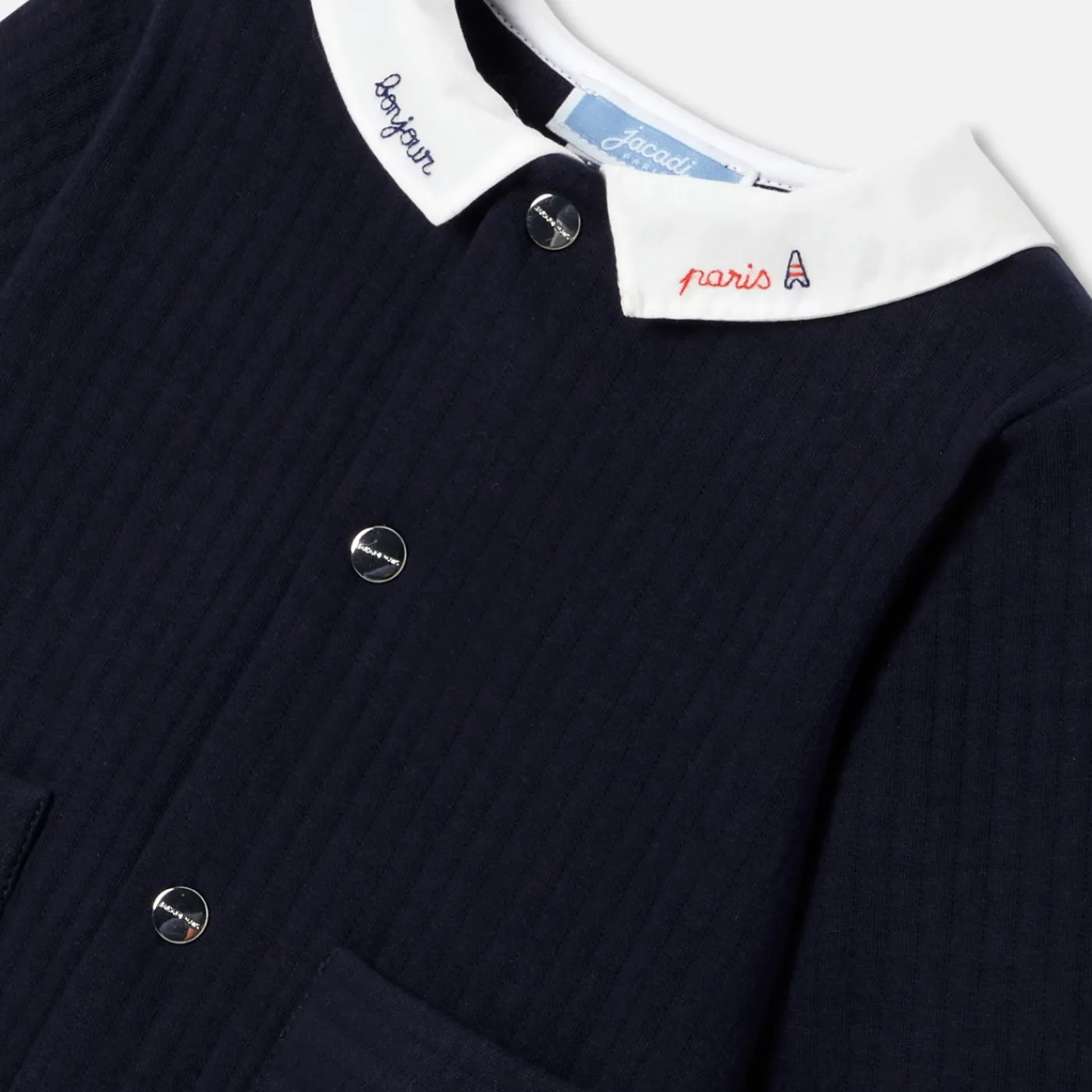 Bloomers, Overalls And Sets-Jacadi Baby boy jumpsuit in quilted jersey Light navy