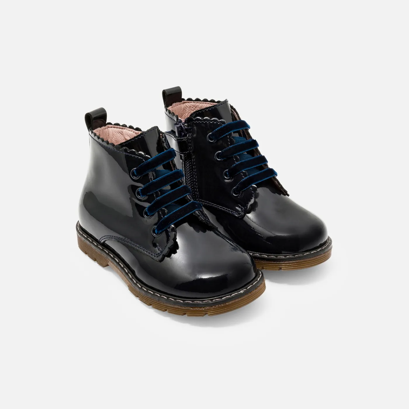 Ankle & Lined Boots-Jacadi Baby girl smooth leather booties Jacadi Navy