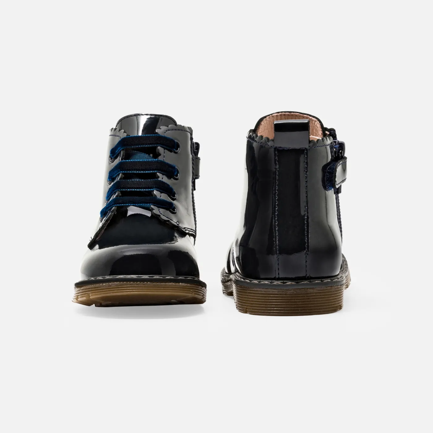 Ankle & Lined Boots-Jacadi Baby girl smooth leather booties Jacadi Navy