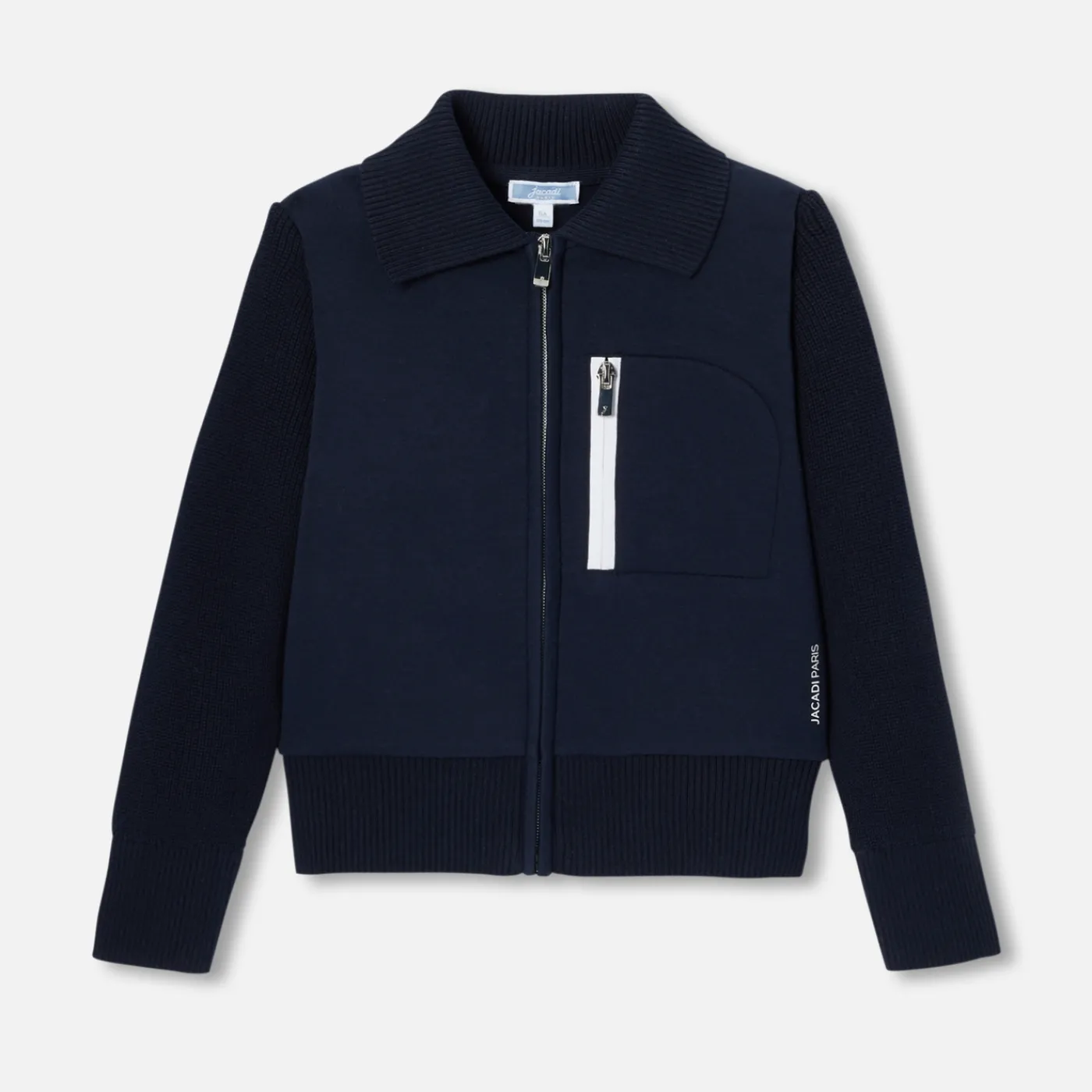 Sweaters, Sweatshirts And Cardigans-Jacadi Boy bi-material cardigan Jacadi Navy