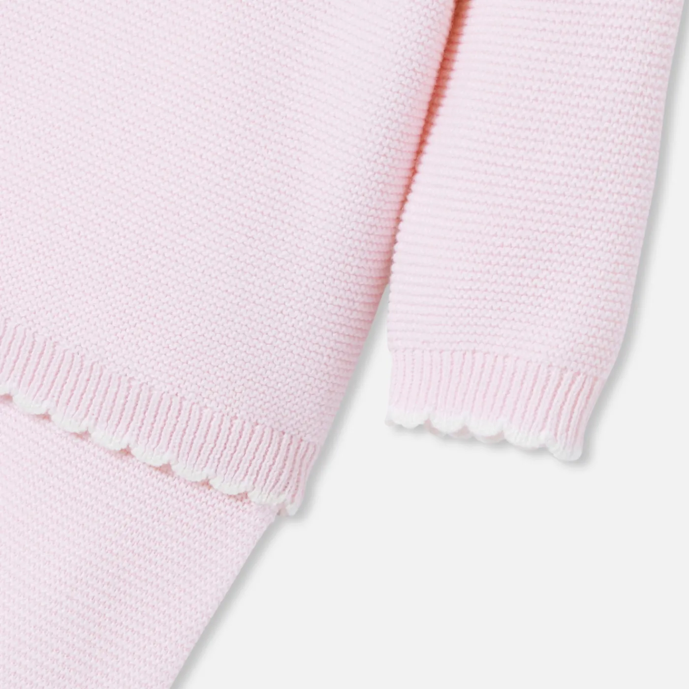 Bloomers, Overalls And Sets-Jacadi Baby girl set in garter stitch Jacadi pale Pink